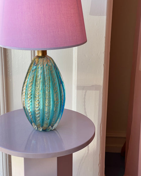 Large vintage blue/green Murano table lamp (with shade)