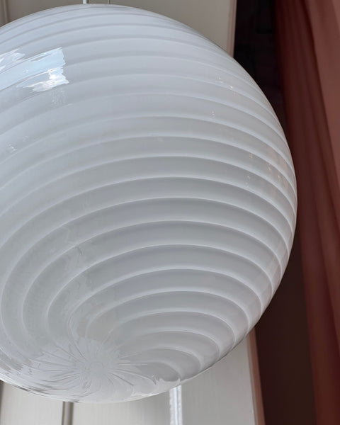 Vintage Murano white swirl ceiling lamp (D40)