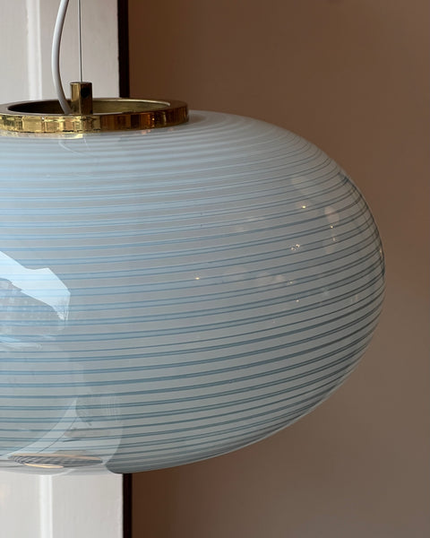 Vintage oval blue / white swirl Murano ceiling lamp (D50)