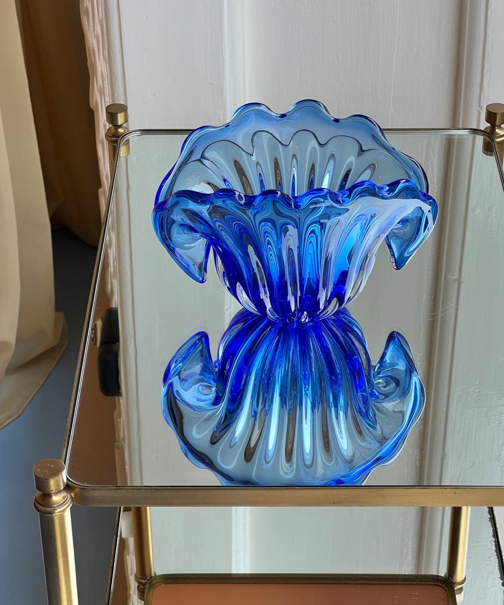 Vintage blue Murano shell bowl
