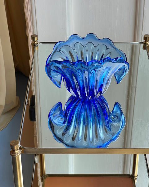 Vintage blue Murano shell bowl