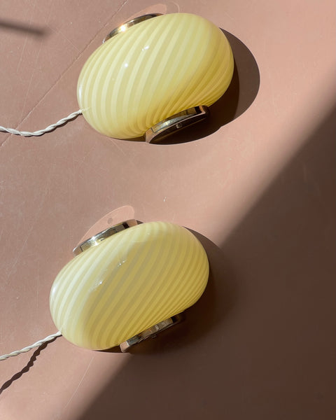 Vintage Murano yellow swirl wall lamp (2 available)