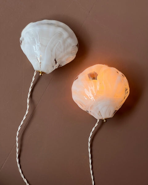 Vintage milky white/clear Murano wall lamps (sold as a pair)