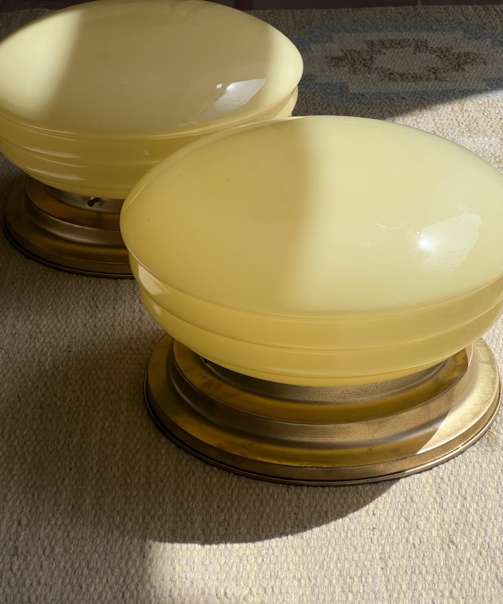 Vintage Murano opal yellow ceiling/wall lamp