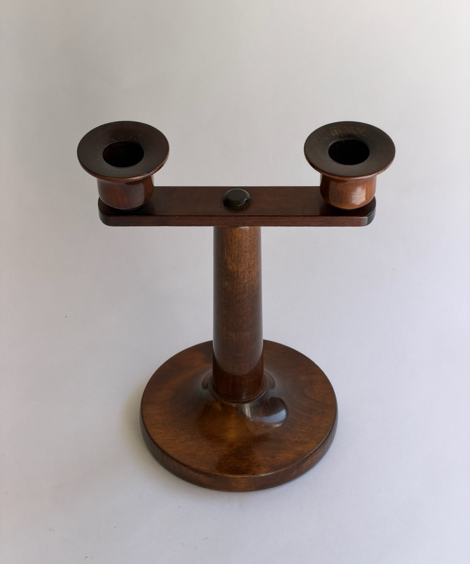 Vintage turned birch candle holder, Sweden 1920s
