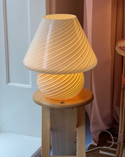 Vintage light yellow Murano mushroom table lamp - Large
