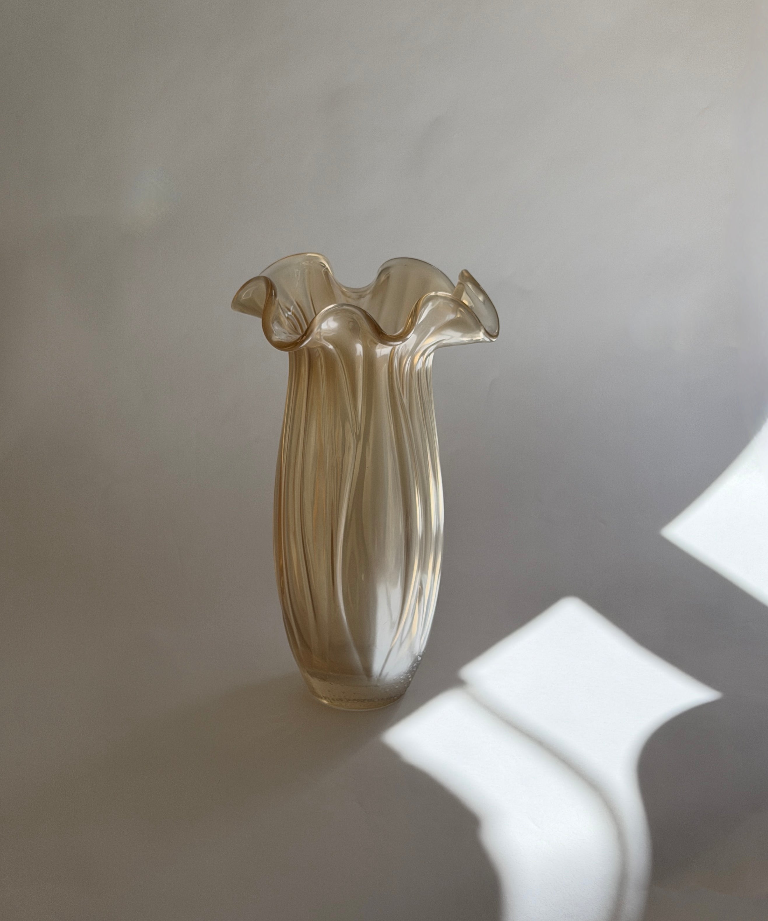 Vintage large clear/golden Murano vase
