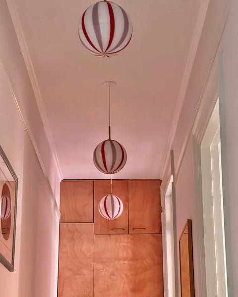 Ceiling lamp - Pink lavender / red vertical stripes (D20)