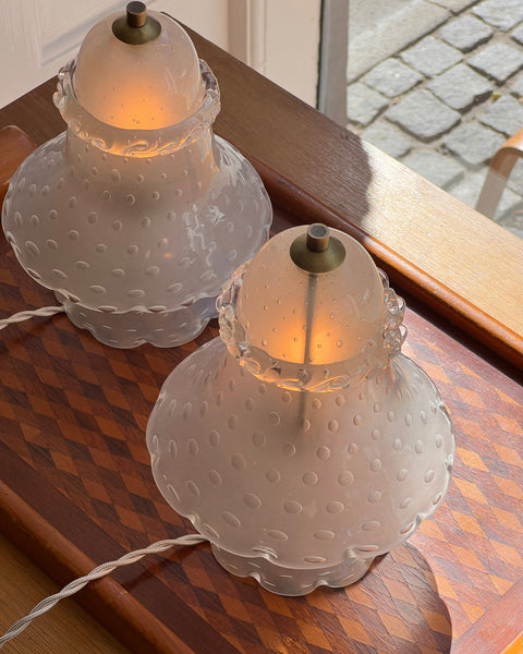 Vintage clear/frosted Murano table lamps (Sold as a pair)