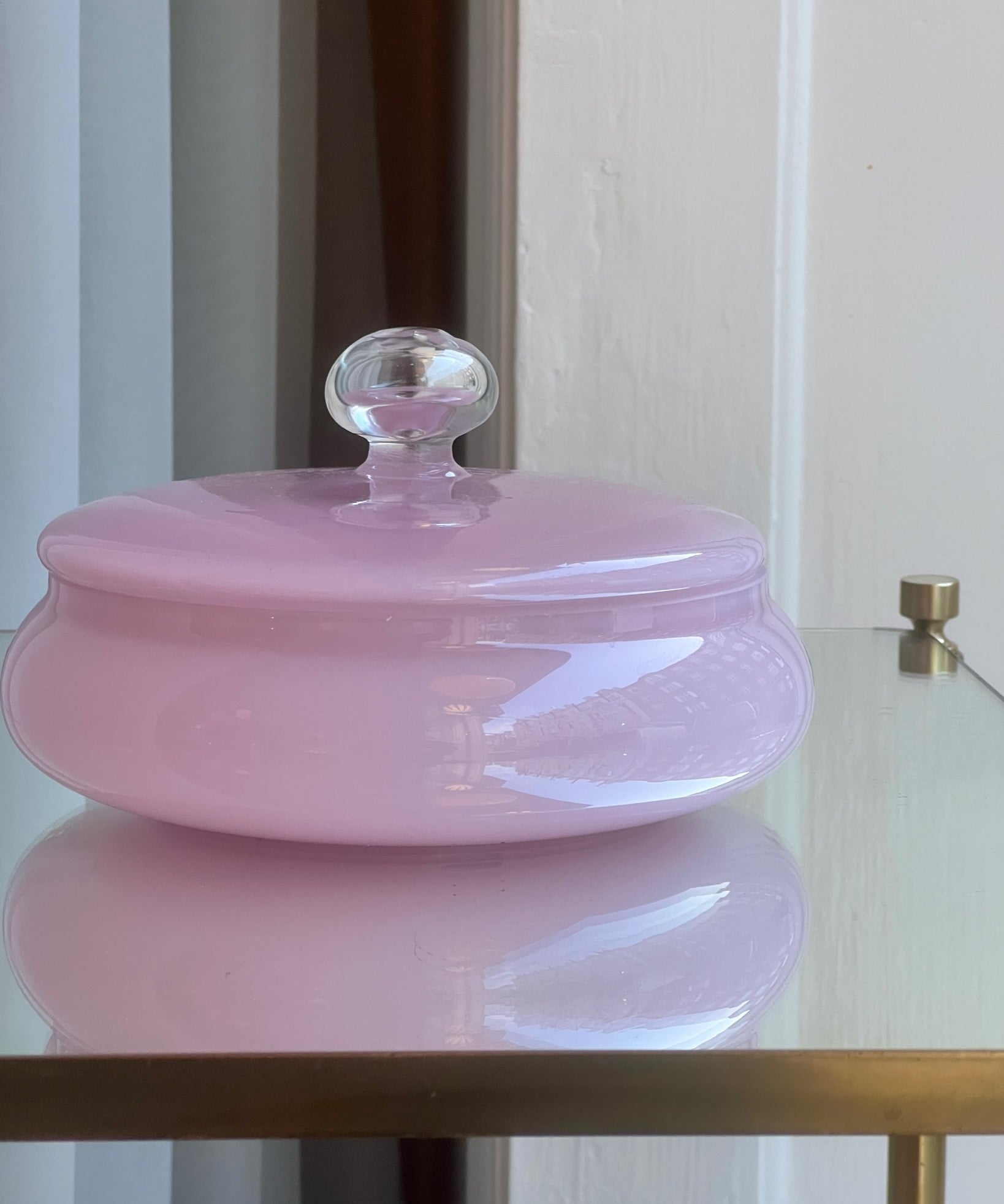 Vintage opal pink Murano bonbonniere