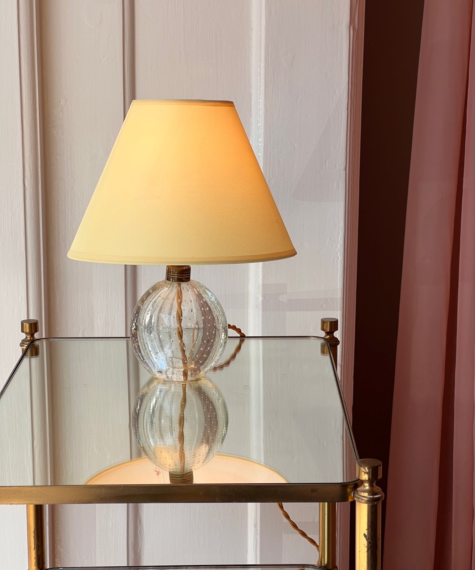 Vintage clear bubble Murano table lamp (with shade)