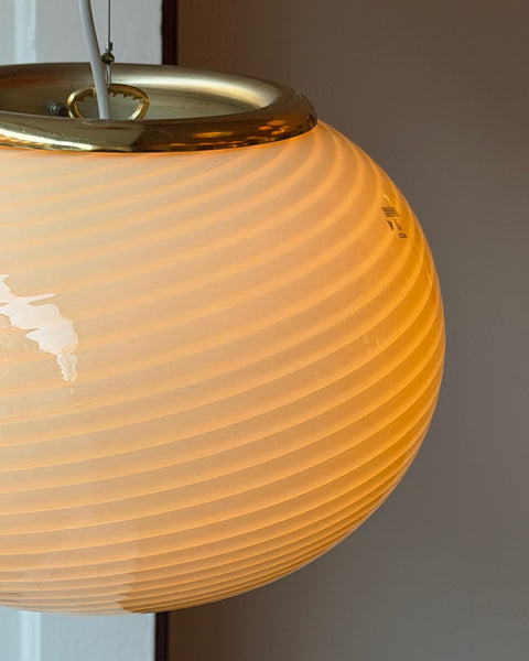Vintage oval yellow swirl Murano ceiling lamp (D35)