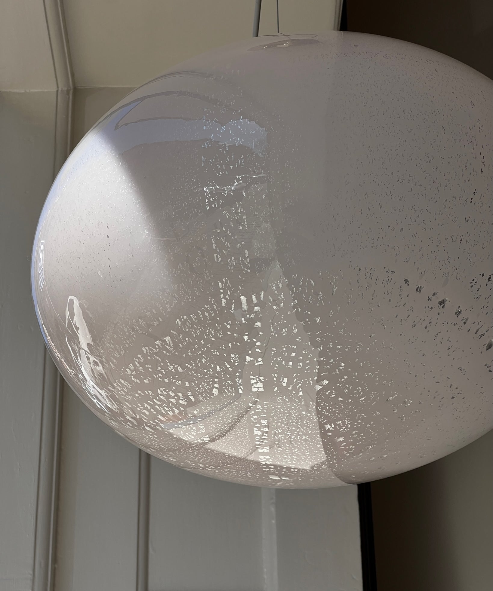 Vintage oval Murano pink/silver ceiling lamp (D45)