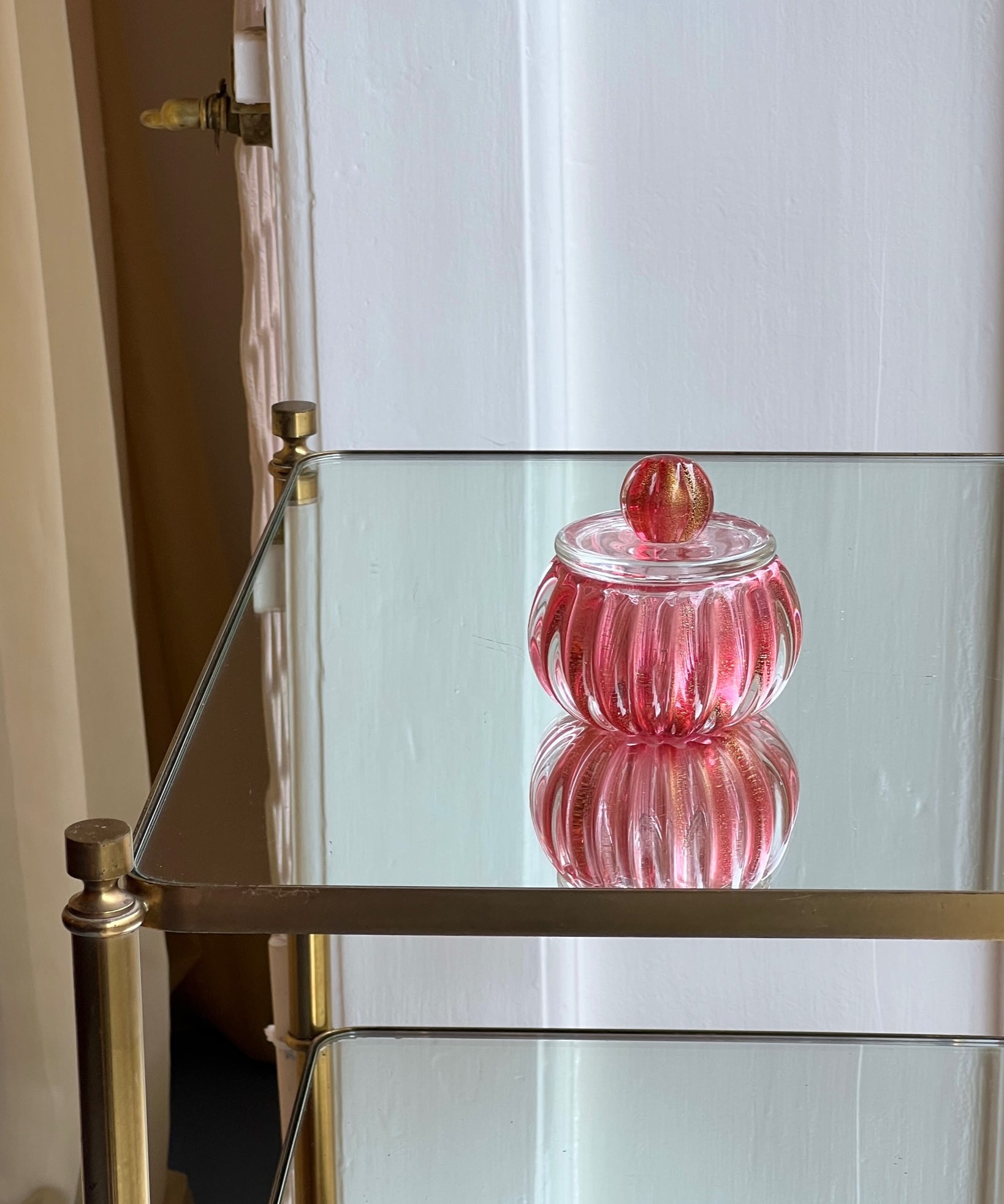 Vintage pink / golden Murano bonbonniere