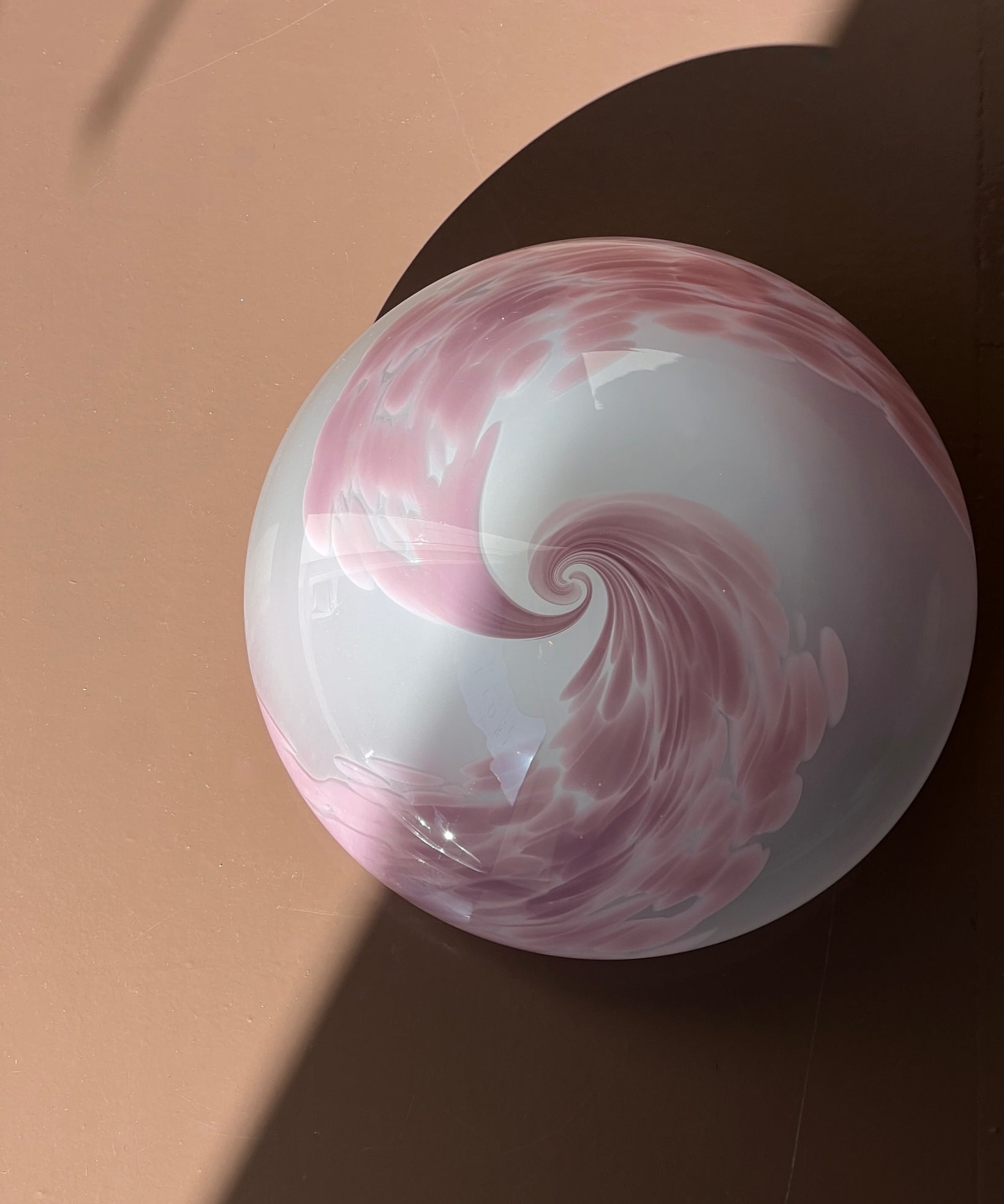 Vintage Murano pink/white swirl ceiling/wall lamp (D28)