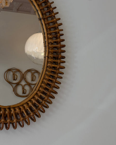 Vintage Italian mirror with rattan frame