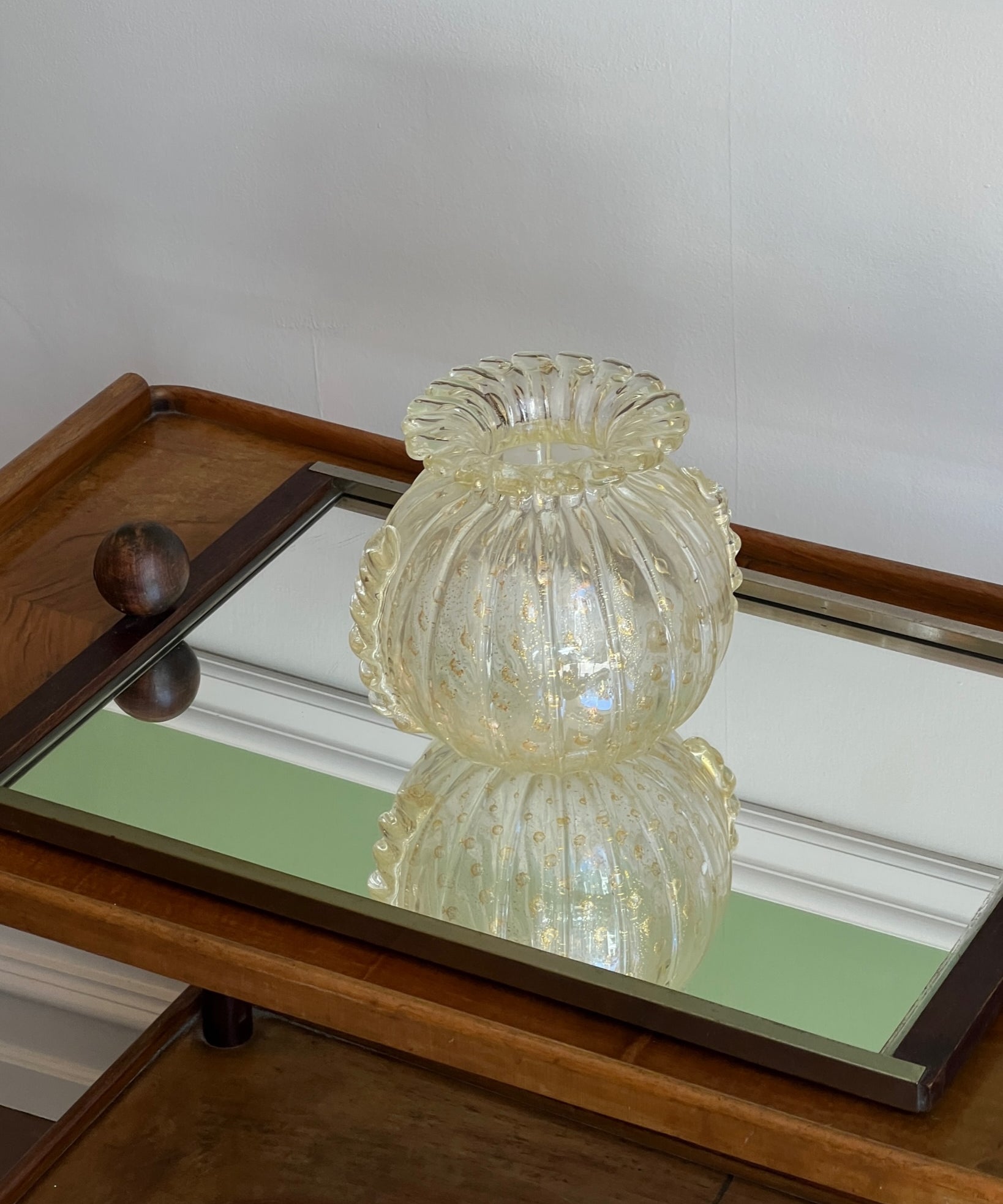 Vintage golden / clear Murano vase