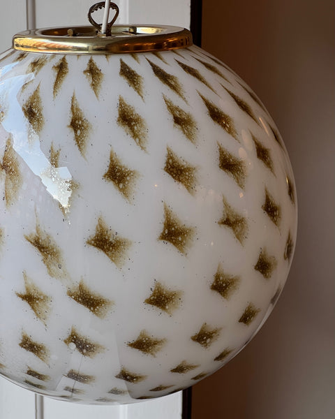 Vintage round white/black/golden dotted Murano ceiling lamp (D40)