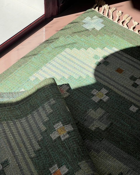 Vintage flat weave rug by Anna-Johanna Ångström (Å) (Reserved)