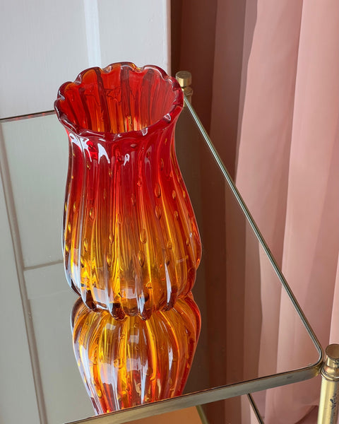 Vintage red Murano vase