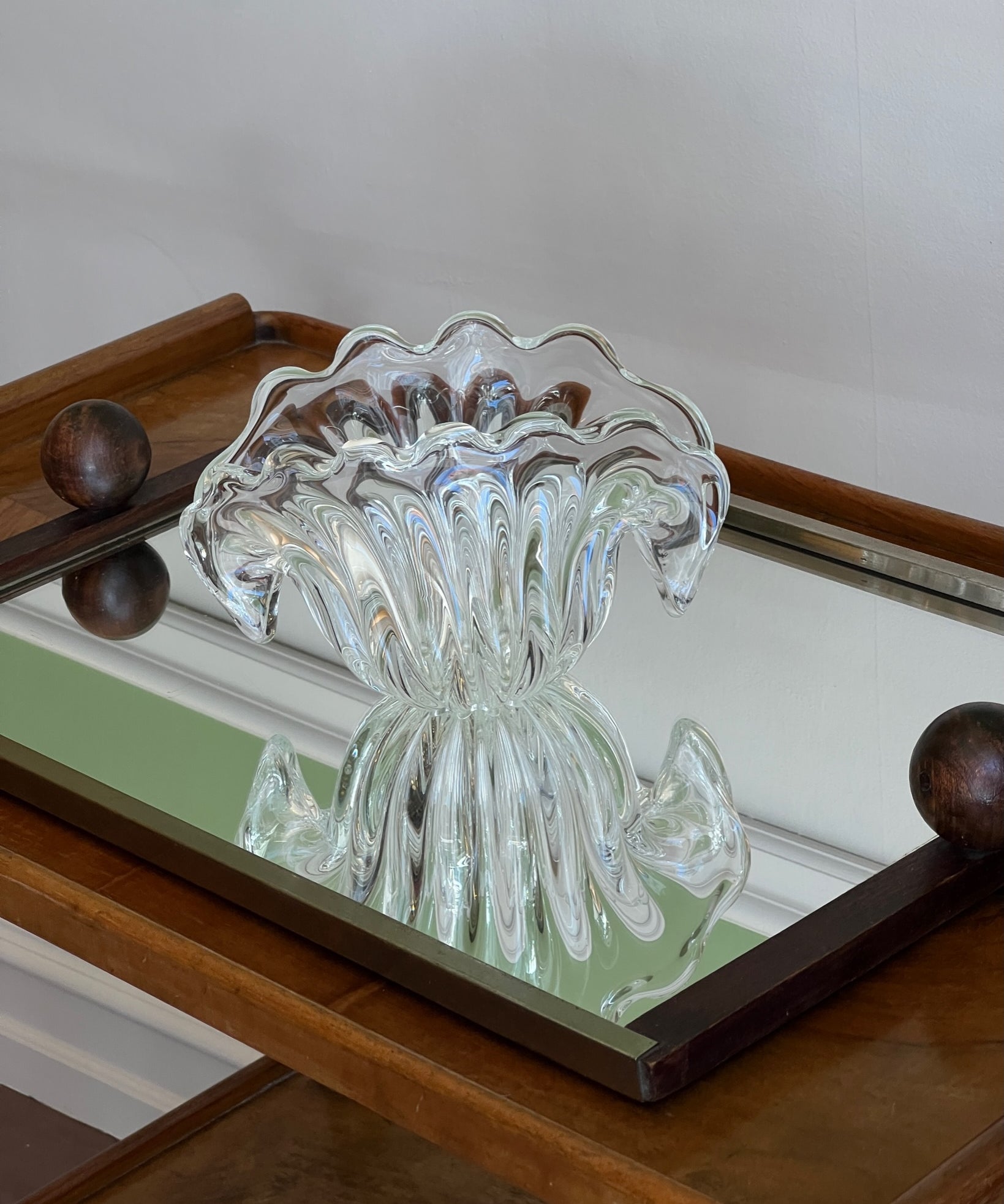 Vintage clear Murano shell bowl