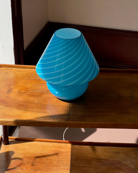 Mushroom table lamp - Blue swirl