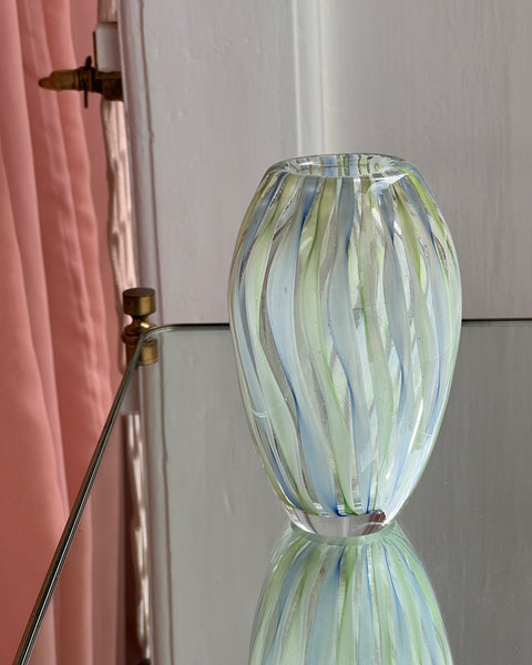 Vintage green/blue swirl Murano vase