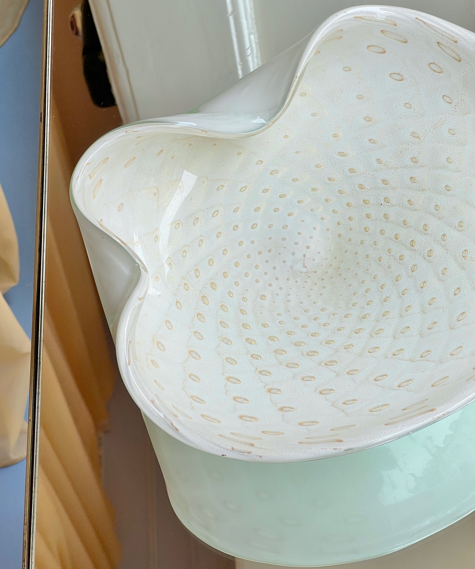 Vintage white / golden Murano bowl