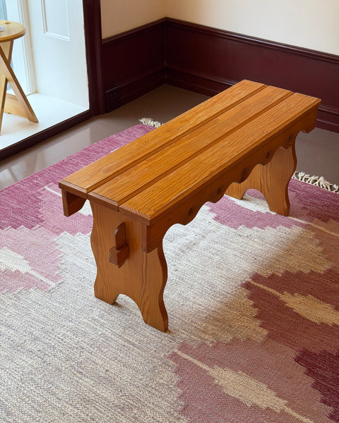 Vintage Swedish pine wood bench