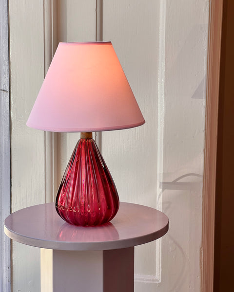 Vintage cranberry pink Murano table lamp (with shade)