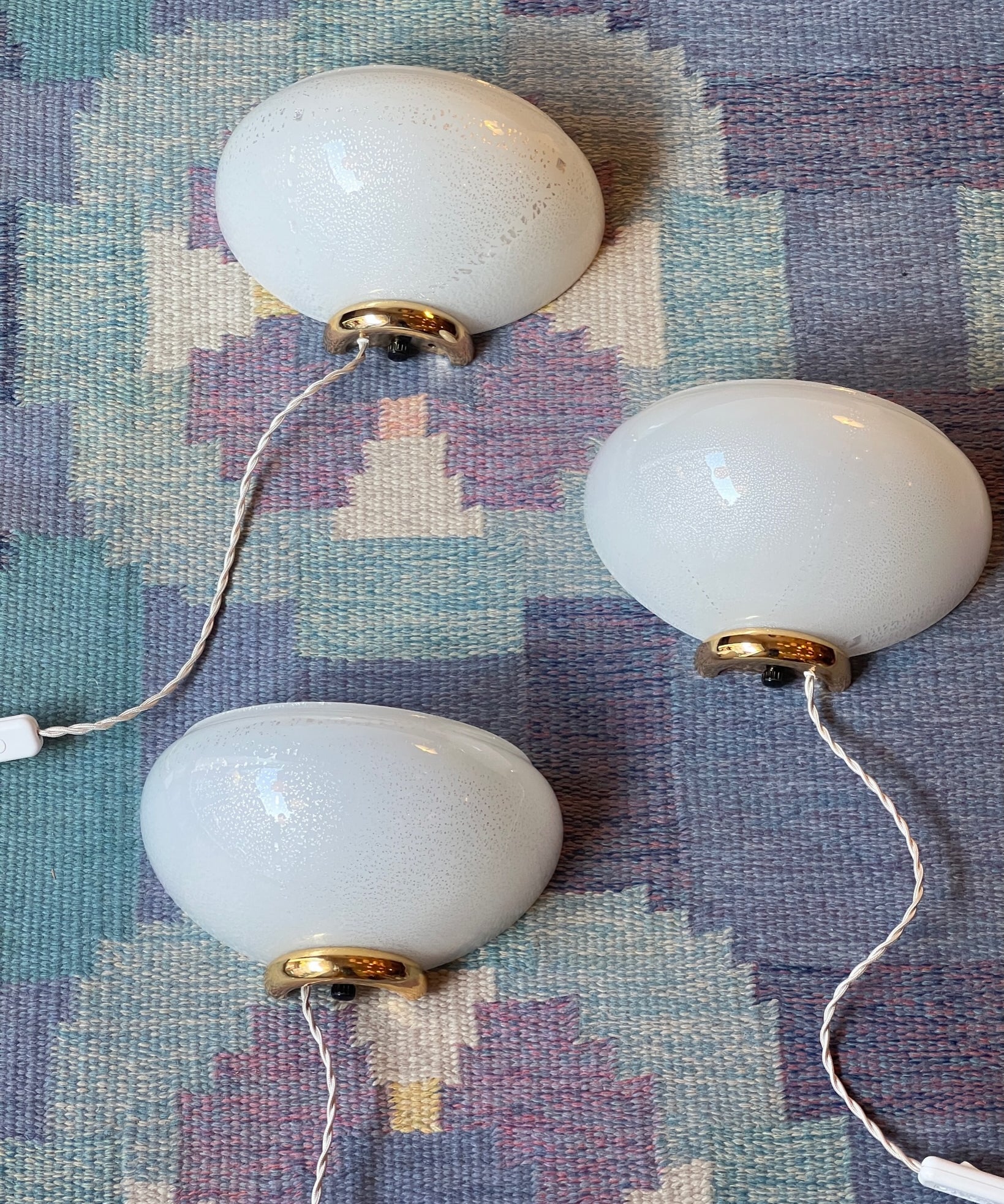 Vintage white/silver Murano wall lamp (3 available)