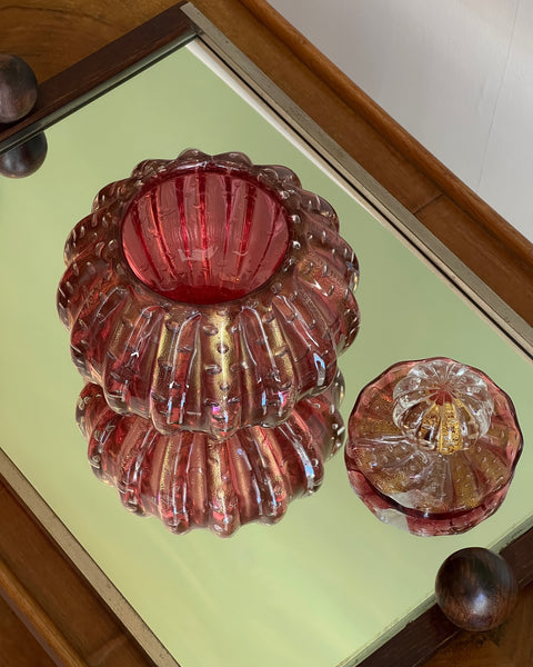 Vintage red/golden Murano bonbonniere (Repaired)