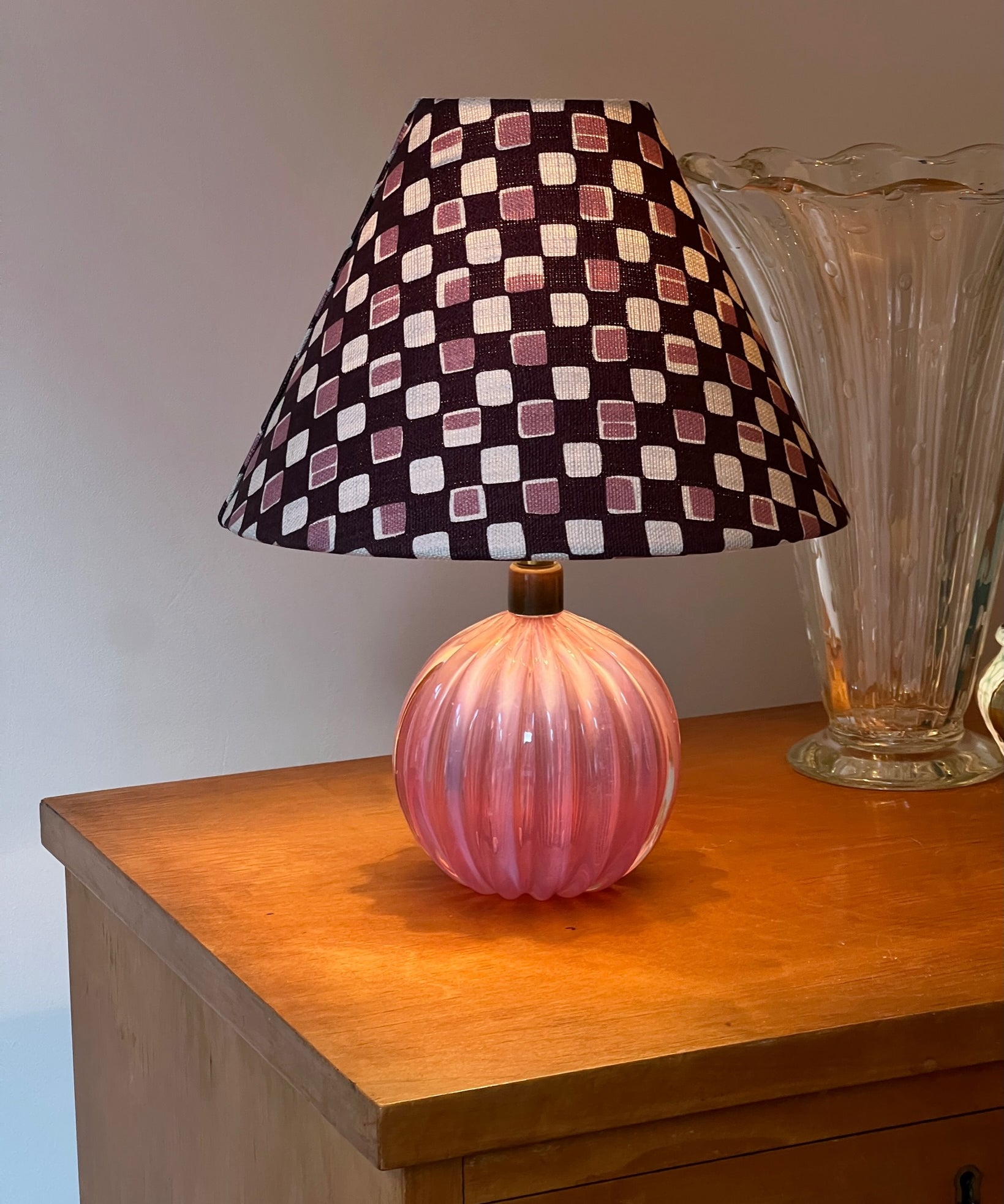 Vintage pink Murano table lamp (incl. lampshade)