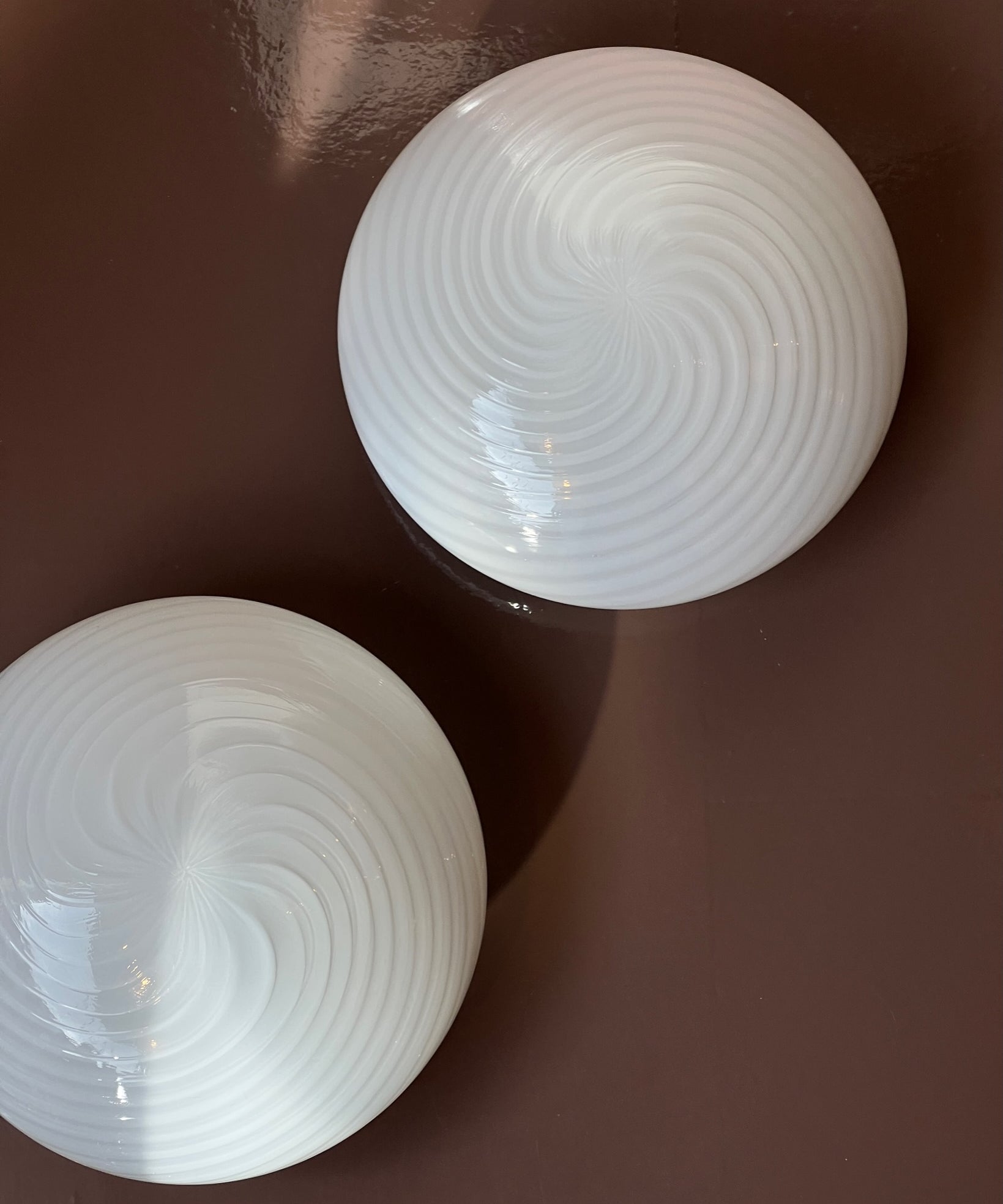 Vintage Murano white swirl ceiling/wall lamp (D24)