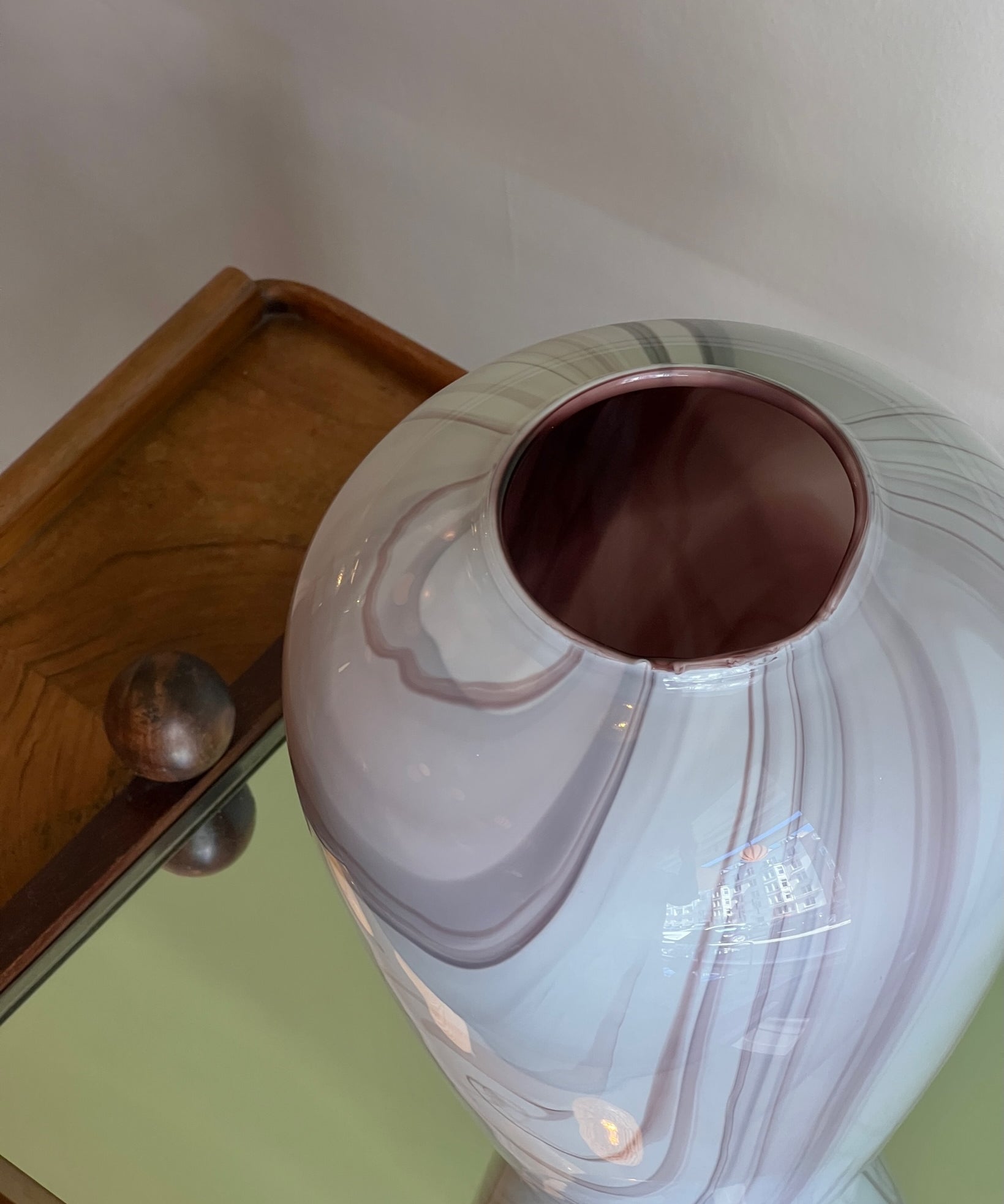 Vintage purple softice swirl Murano vase