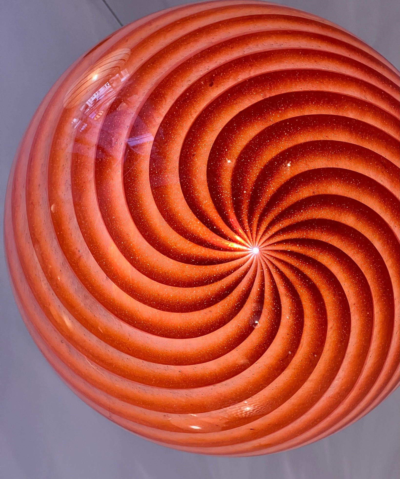 Vintage Murano orange/pink swirl ceiling lamp (D33)