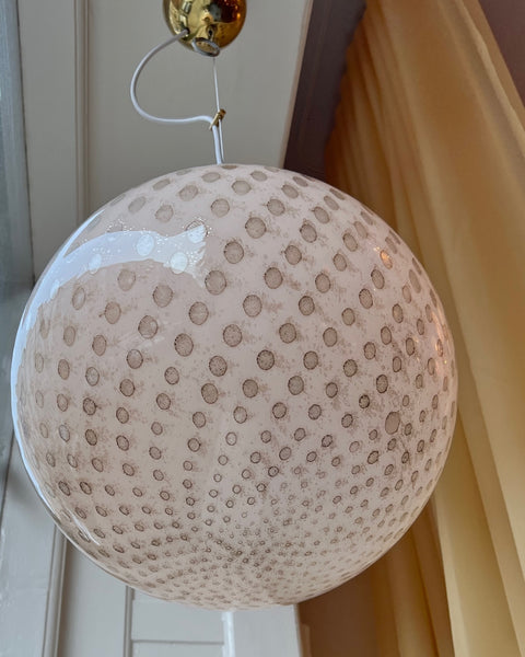 Vintage round white/black dotted Murano ceiling lamp (D40)