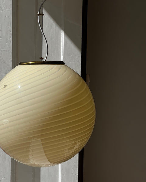 Vintage yellow/cream swirl Murano ceiling lamp (D45)