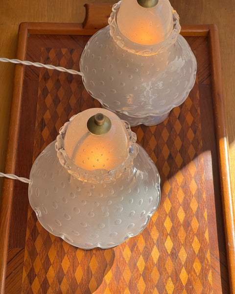 Vintage clear/frosted Murano table lamps (Sold as a pair)