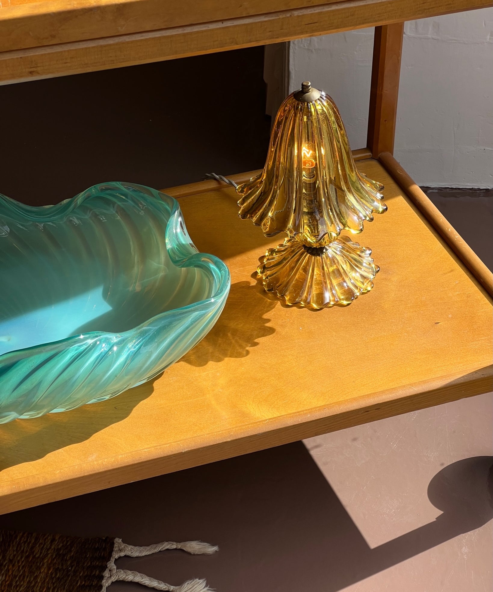 Vintage golden/clear Murano table lamp