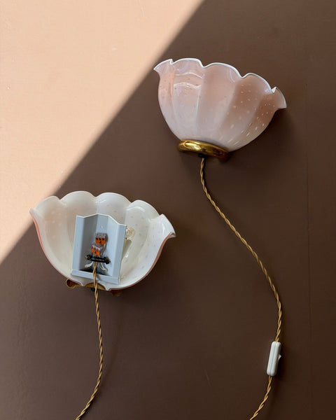 Vintage light pink dotted Murano wall lamp (2 available)