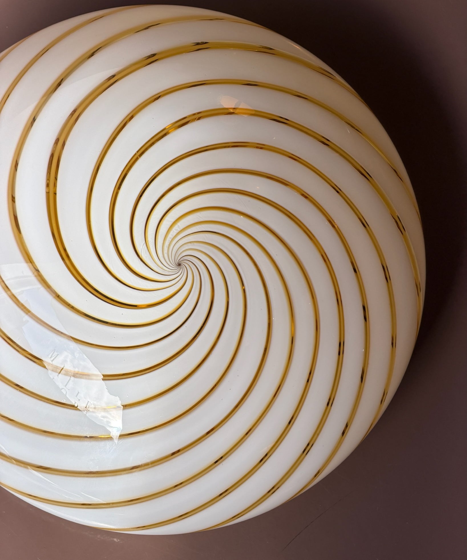 Vintage Murano clear/golden swirl ceiling/wall lamp (D36)