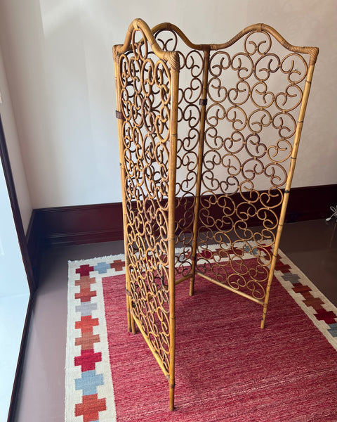 Vintage woven rattan room divider screen/paravant