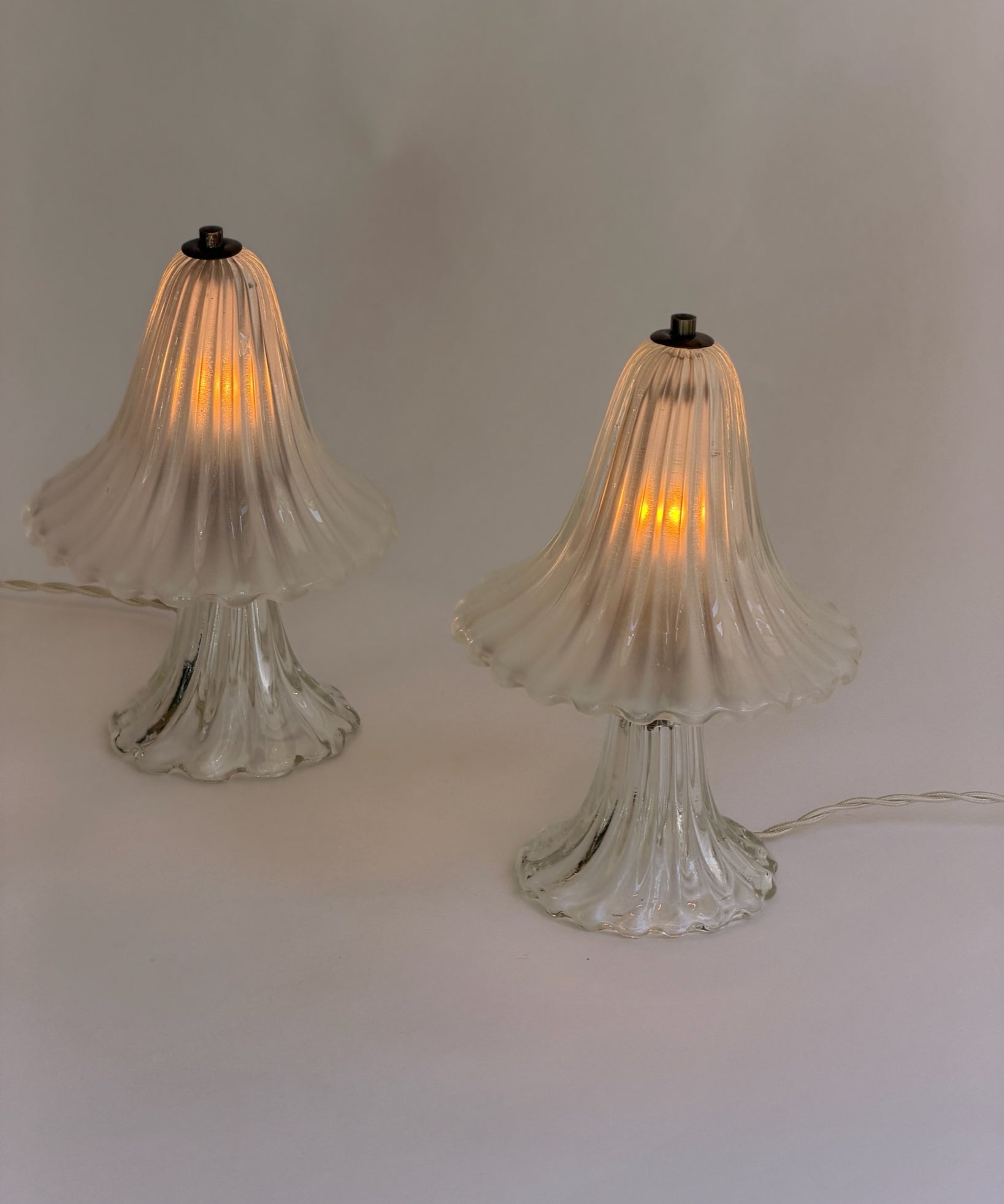 Vintage clear/frosted Murano table lamps (A pair available)