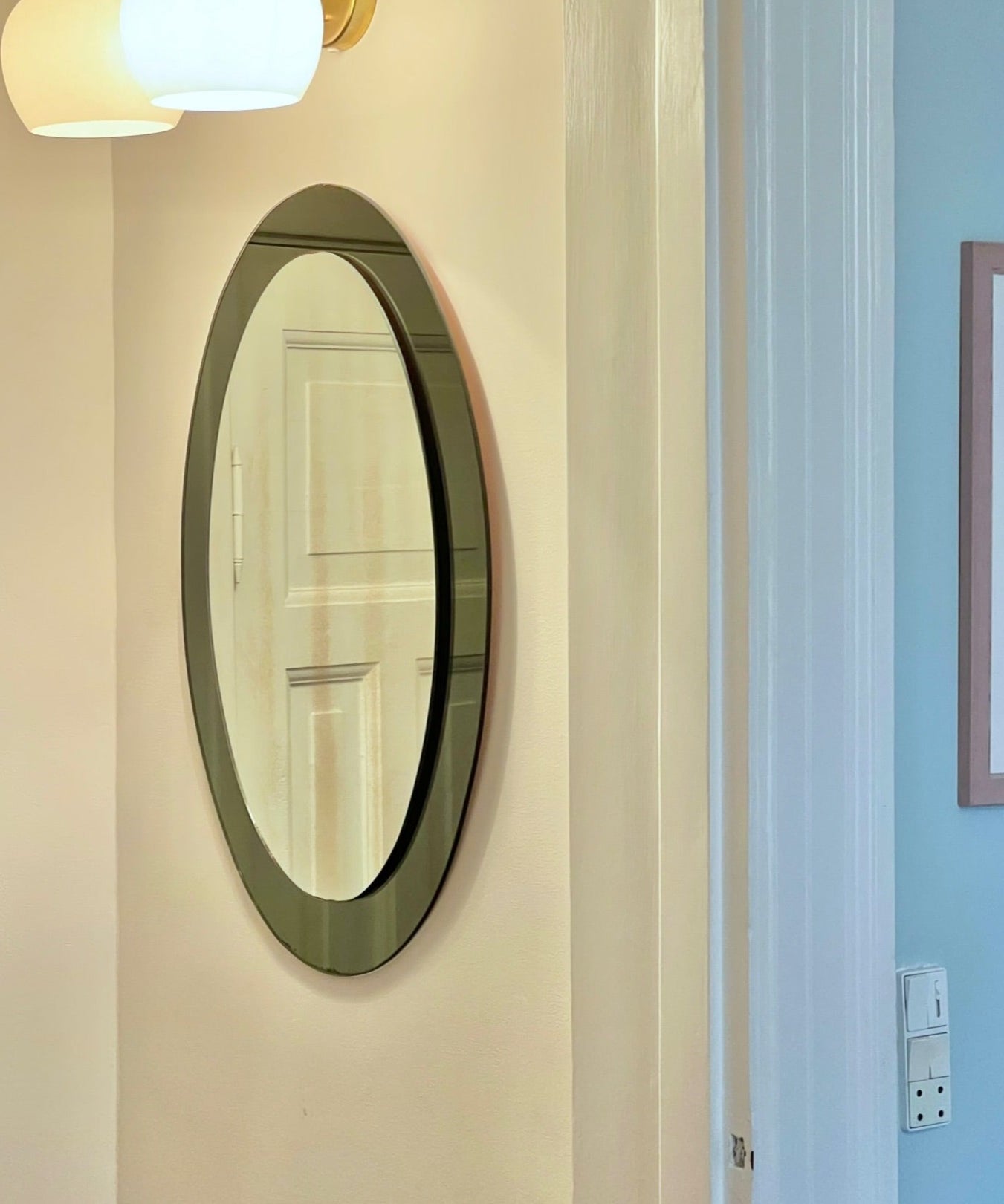 Vintage Green Oval Italian Mirror