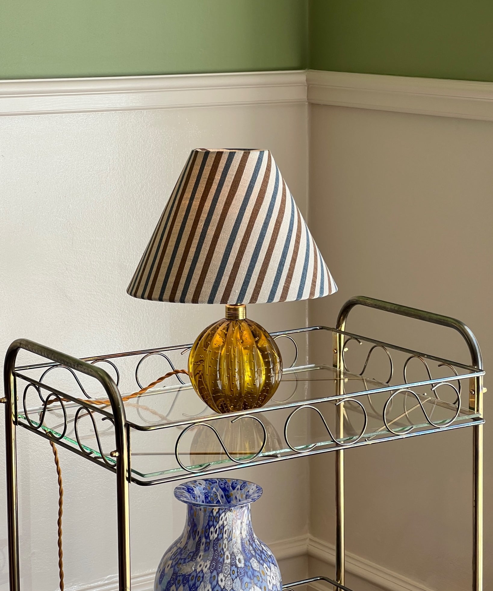 Vintage amber Murano table lamp (incl. lampshade)