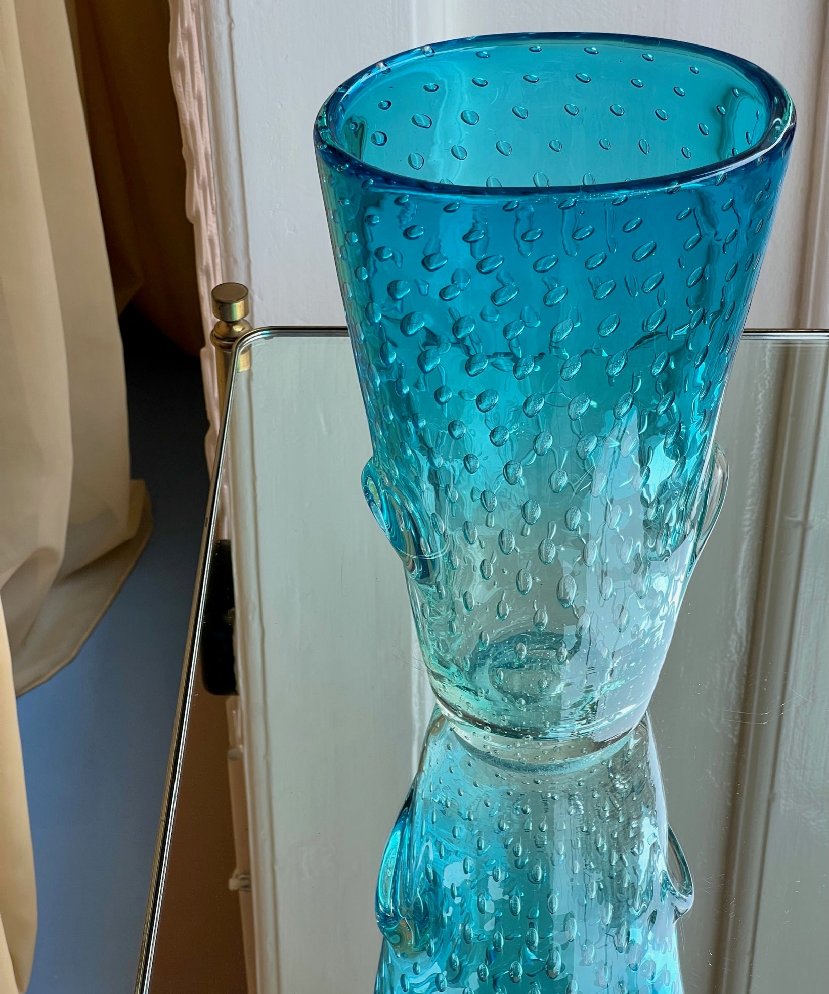 Vintage blue / clear Murano vase