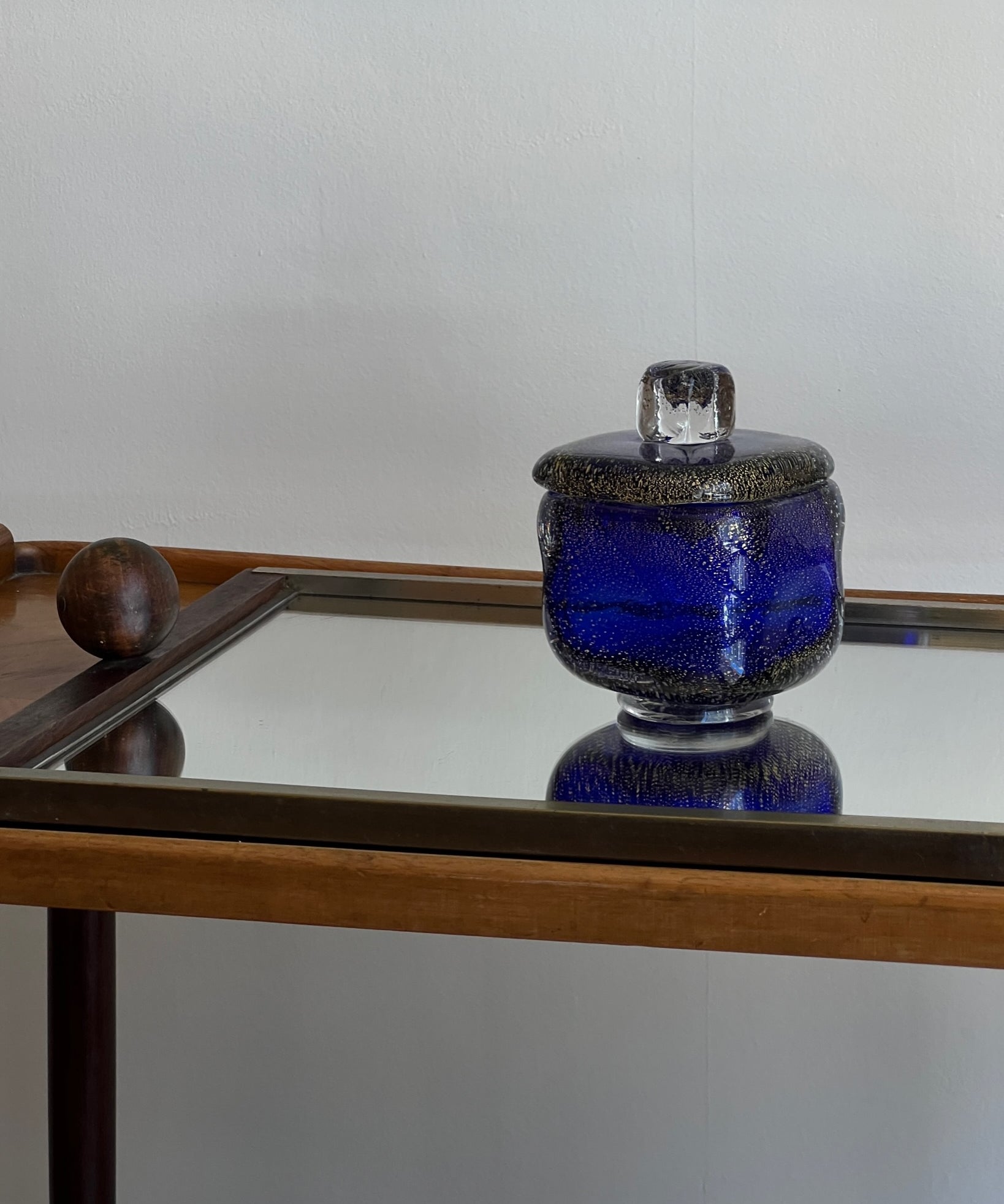 Vintage blue/gold Murano bonbonniere