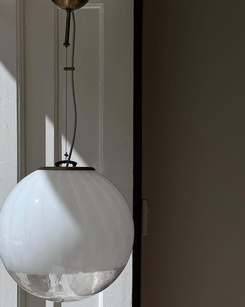 Vintage white clear Murano ceiling lamp (D35)