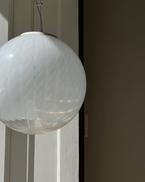 Vintage white clear Murano ceiling lamp (D40)